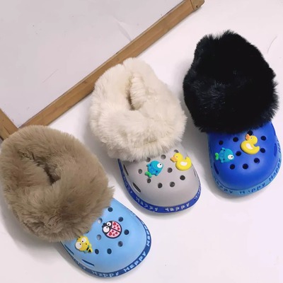 洞洞鞋毛绒内胆儿童洞洞鞋毛绒棉内胆儿童加绒冬天适配crocs卡骆