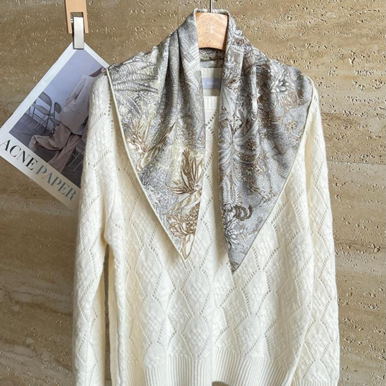 雨林双面异色丝巾丛林热带雨林双面异色丝羊毛羊绒方巾