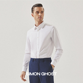 正装 SIMON 纯棉结婚衬衣男 男士 商务修身 GHOST免烫白色长袖 衬衫