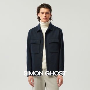 夹克百搭羊毛休闲藏青色商务外套上衣 男士 SIMON GHOST秋冬新款