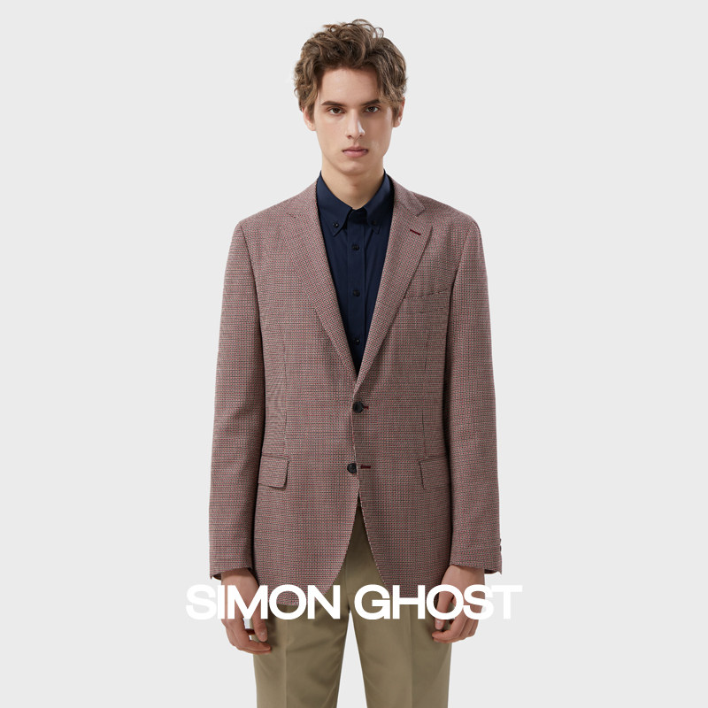 SIMON GHOST西服外套男意大利CERRUTI 1881面料纯羊毛红色单西