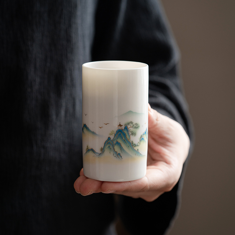 羊脂玉瓷茶杯套装主人杯品茗杯