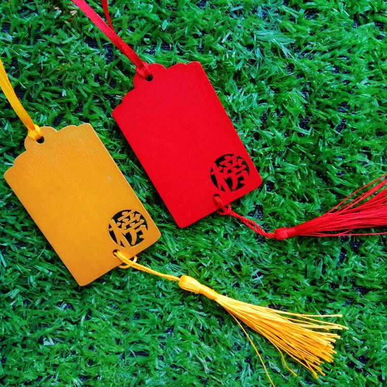 新年木质风铃许愿牌红色祈福牌心愿签名木牌挂饰吊牌挂牌树牌刻字