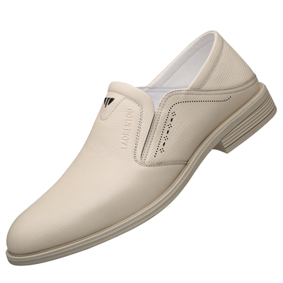 老人头白皮鞋商务正装男士休闲鞋