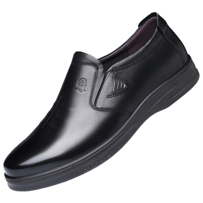 真皮休闲男鞋老人头软面软底