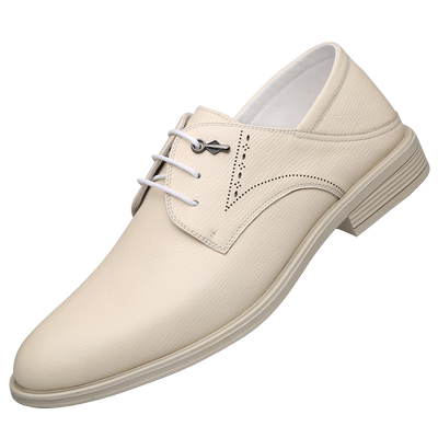 老人头休闲男鞋头层牛皮白皮鞋