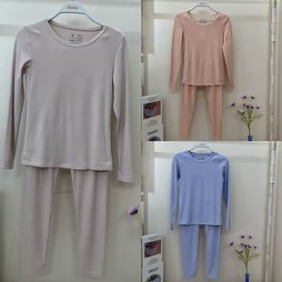 抗静电 套装 香蜜闺秀打底女士新款 中厚圆领蚕丝羊绒无痕秋衣秋裤