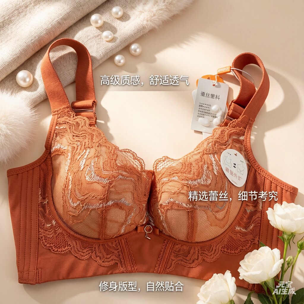 香蜜家3312027B杯蕾丝文胸亲肤棉无钢圈调整按摩疏通塑形内衣