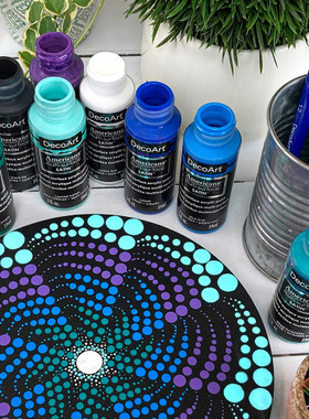 蓝色曼陀罗系套装美国DecoArt原装进口石膏蜡烛da油画丙烯颜料