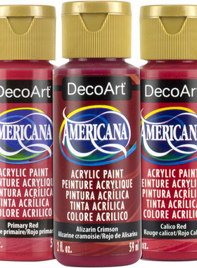 红色系美国DecoArt涂鸦防水绘画颜料儿童环保进口墙绘da丙烯颜料