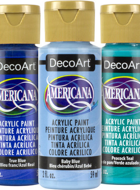 浅蓝色色系套装美国DecoArt进口原装石膏花瓶彩绘da油画丙烯颜料