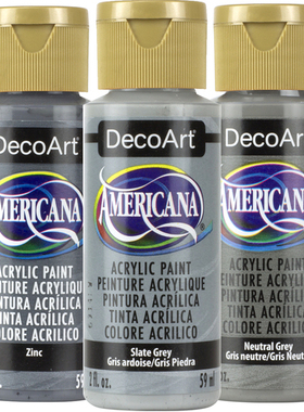 黑灰地带色系套装美国DecoArt原装进口石膏彩绘画玻璃da丙烯颜料