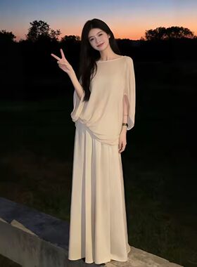 温柔风高级感斗篷上衣半身裙两件套装气质一整套夏季