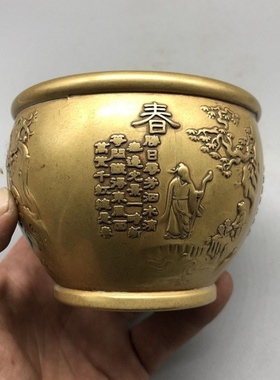 黄铜铜器  黄铜春夏秋冬铜缸储存罐    用具家居摆件
