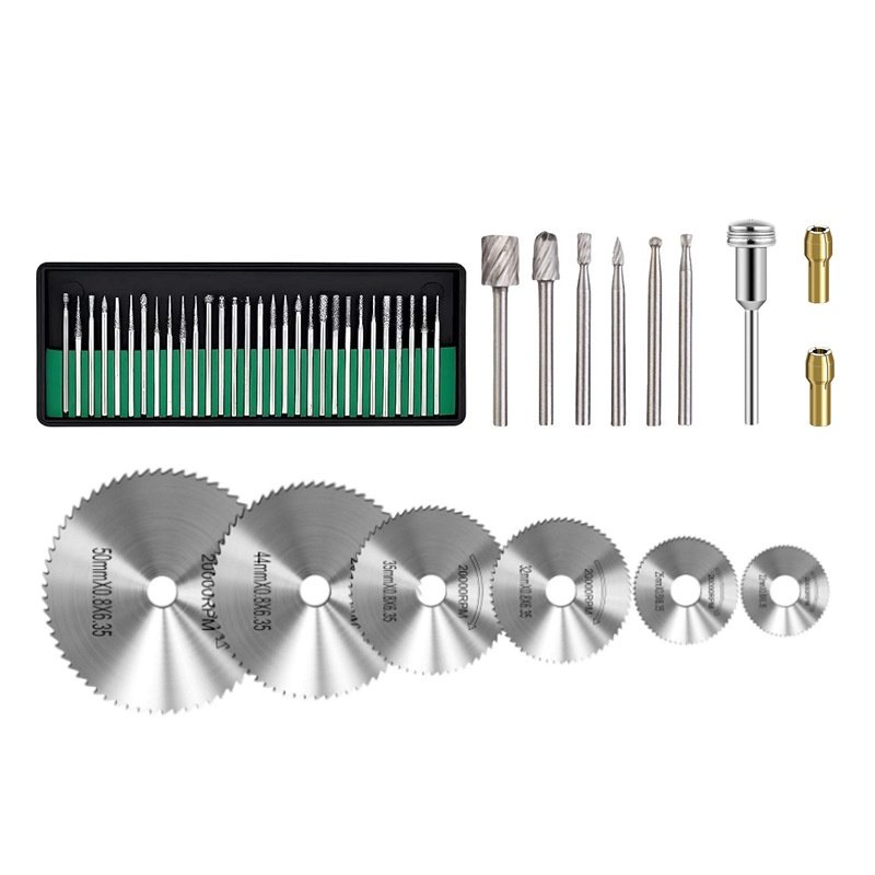 跨境电磨吊磨配件微型电钻圆锯片切割片铣刀磨针45PC电动气动电钻