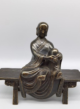 黄铜老铜板凳佛家居客厅摆件仿古做旧佛像供奉摆设工艺礼品