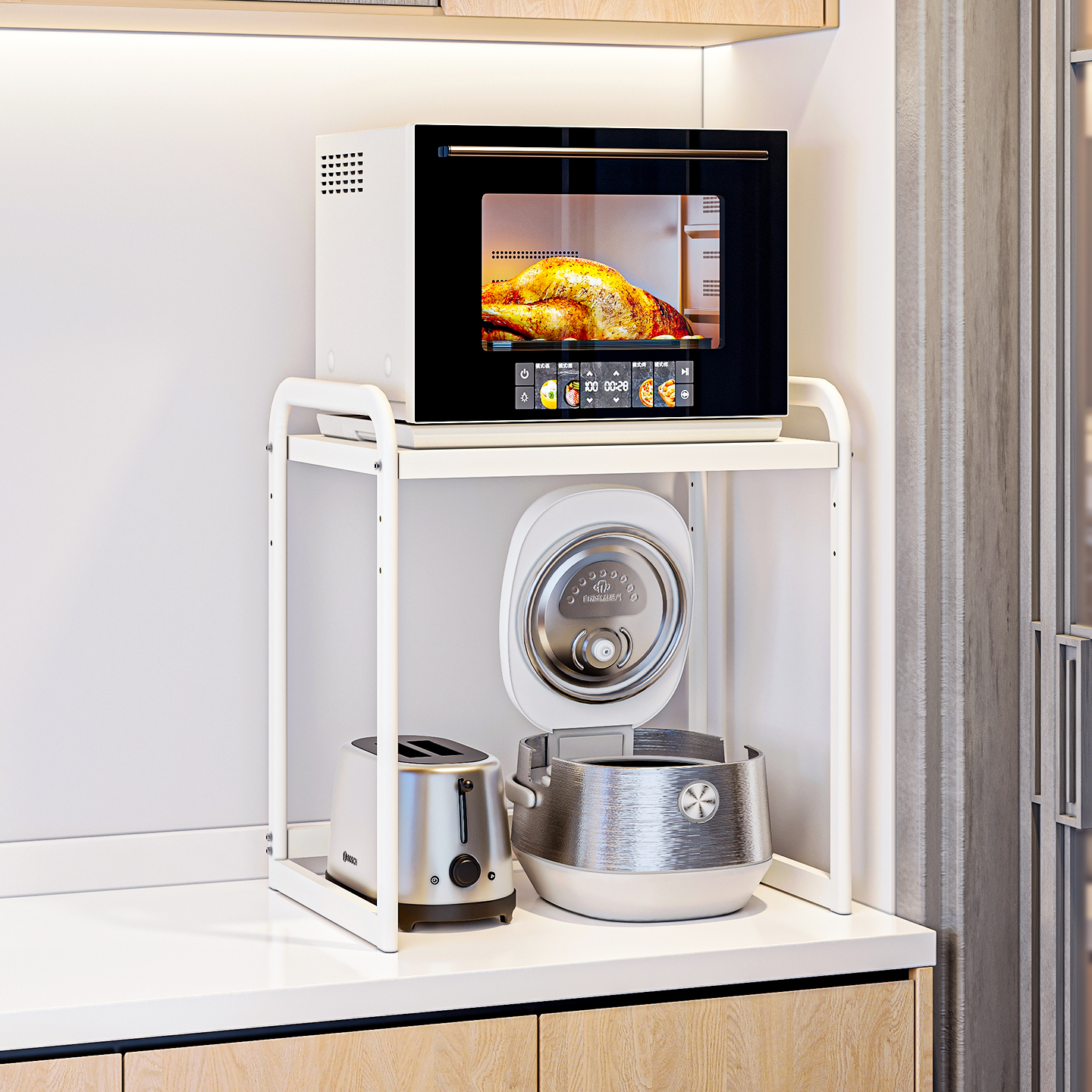 厨房微波炉置物架台面分层架子