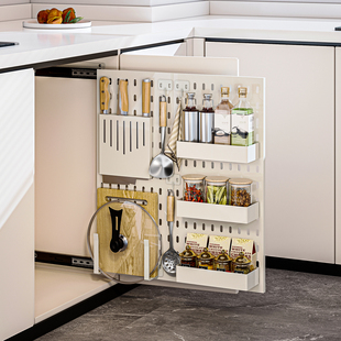 橱柜内侧面改造拉篮置物架厨房洞洞板抽拉式多功能配件收纳架定制