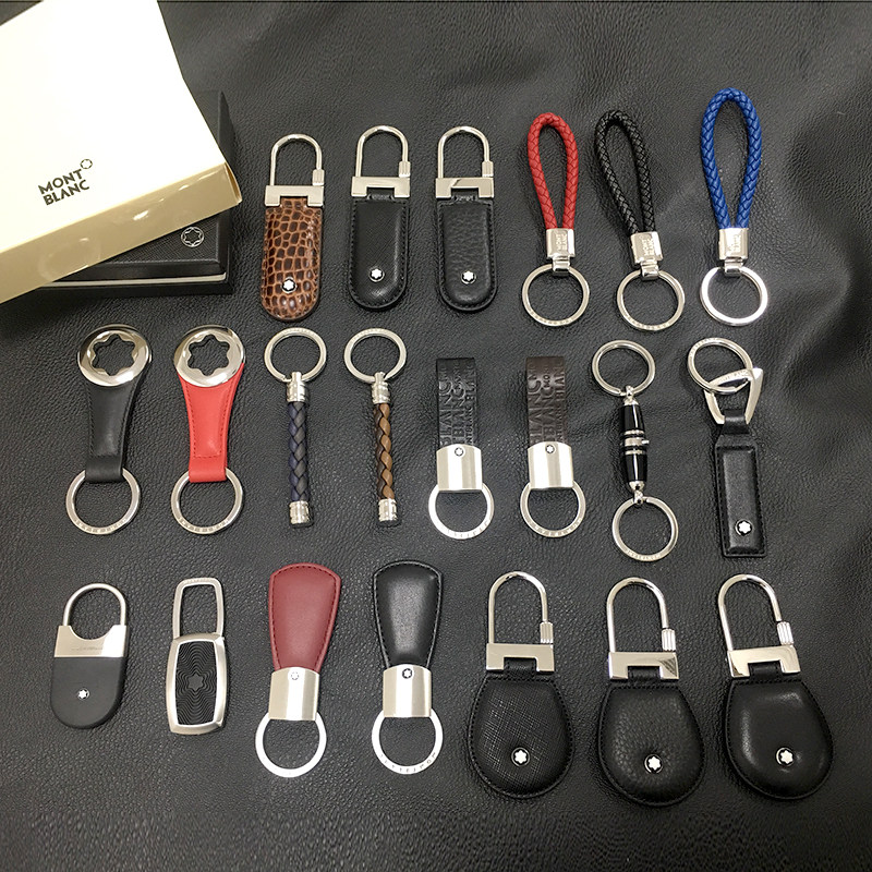 新品montblanc万宝龙钥匙扣男士轻奢真皮编织精钢车用钥匙圈挂件