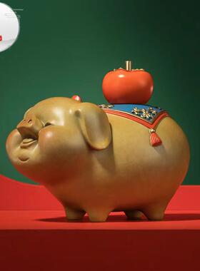 源盛集珍《诸事大吉》送女友礼物桌面玄关柜家居装饰品铜猪摆件