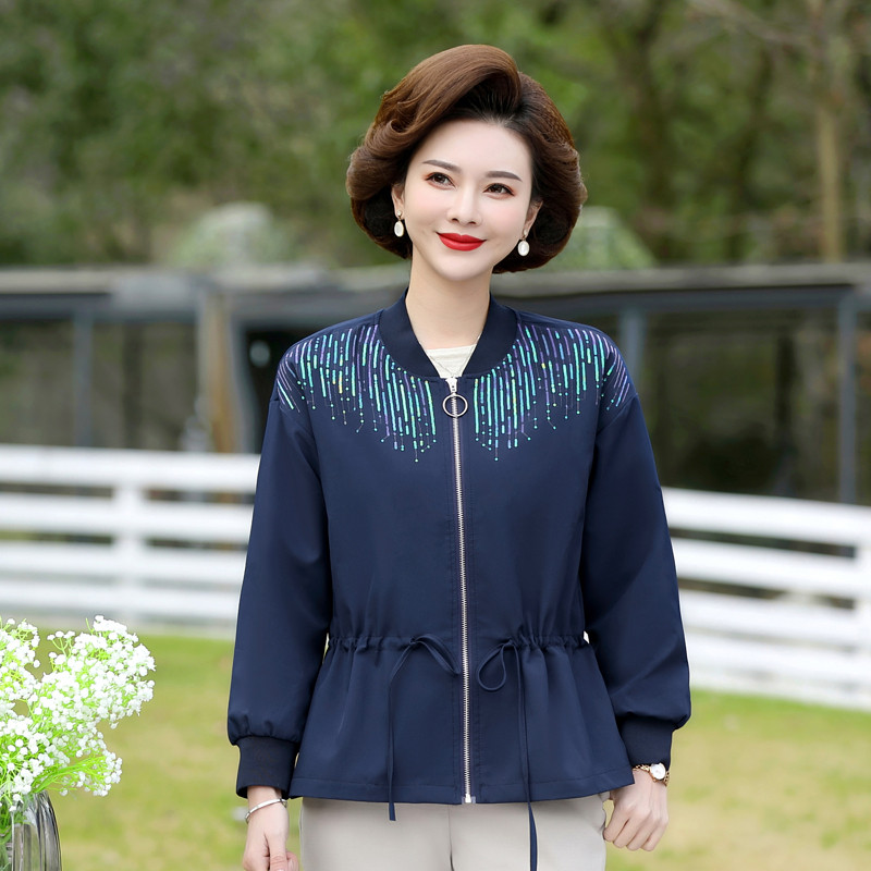 速发小个子妈妈夹克外套春秋洋上新码中年薄短款中老年春装大款气