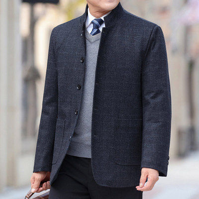 速发爸爸外套春秋厚款中年男士休闲夹克男2024新款春季中老年男装