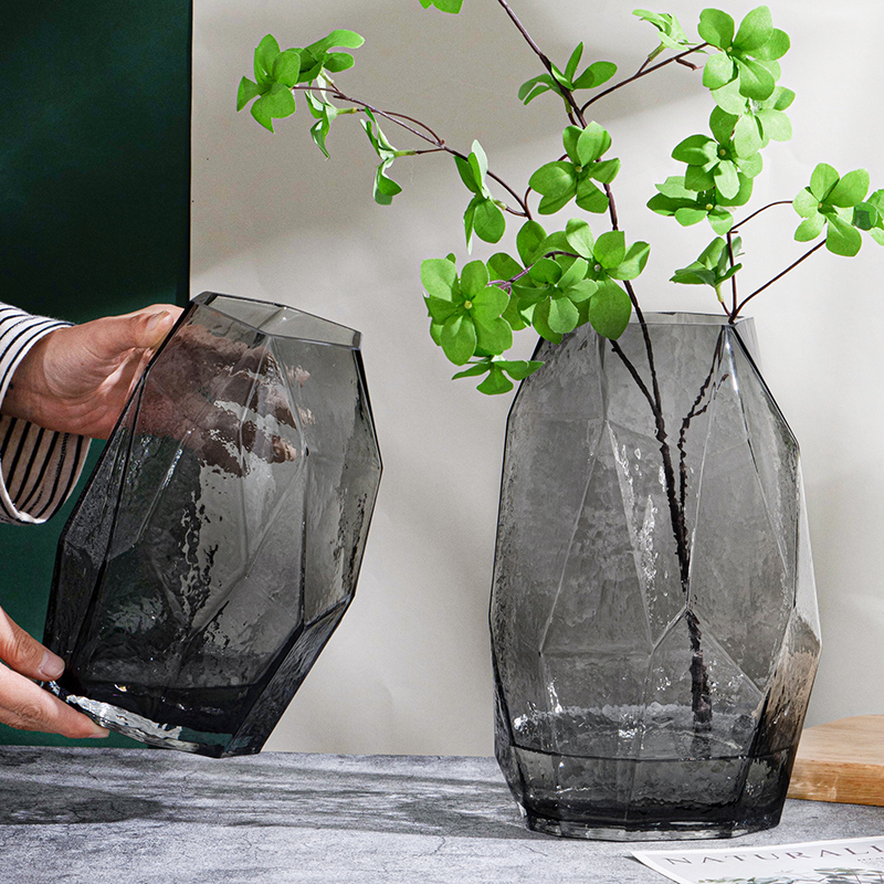 速发简约几何原色玻璃花瓶创板间轻奢摆样件意家居软装饰品