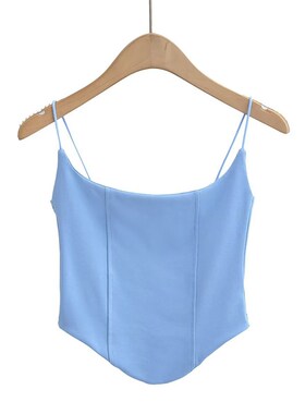 速发鱼季新款装C骨吊带背心上衣春7541