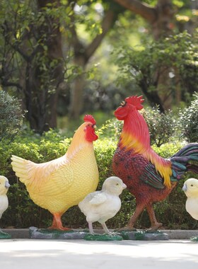 速发品外母鸡玻璃钢雕塑户光商场楼盘小区草坪动物装饰发摆件