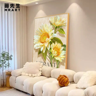 速发客厅装饰画向背葵沙日发景墙挂画玄关肌理画大幅落地画饭厅画