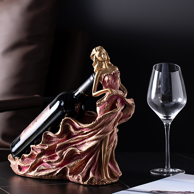 速发欧式创意红酒架摆件酒柜装饰品客厅简约轻奢家用葡萄酒瓶架子