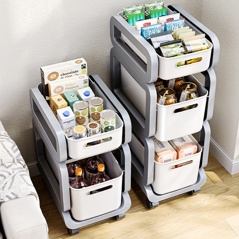 速发零食置物架落地屉层可移动小推车客多式家用抽厅饮料杂物收纳