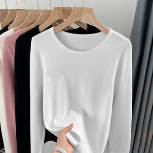 速发2袖24早秋新款针织衫内搭打底衫遮肚长白色子0上衣大码