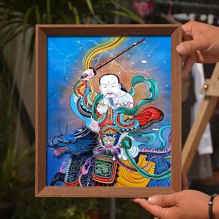 速发道家神祖挂画九天应元雷声普化摆像画客厅摆件相框雷台