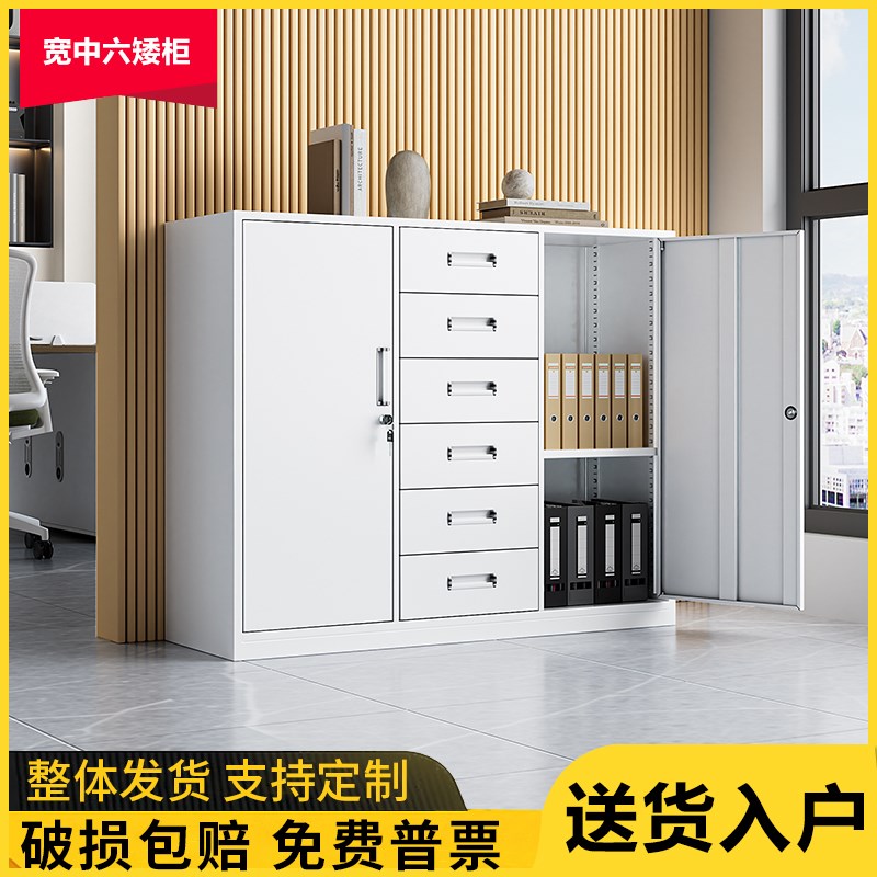 速发宽中六矮柜铁柜文锁柜办公室档案皮带件资料抽屉储物柜财务收