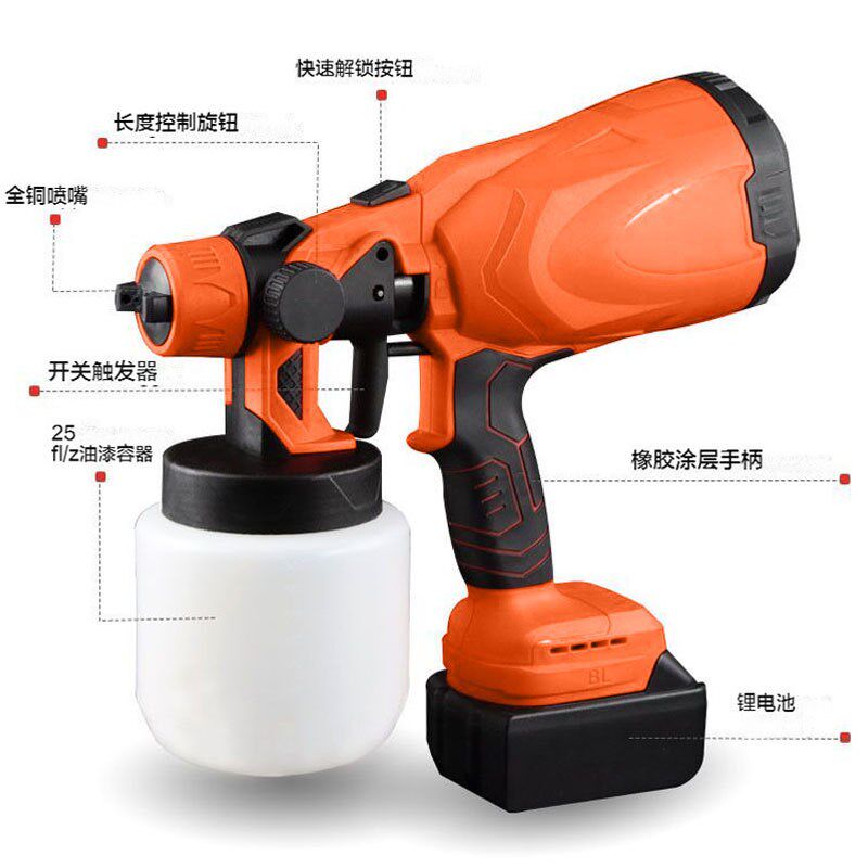 速发无漆大功率锂头充电喷漆枪漆乳胶线高雾化电动喷枪源电工厂