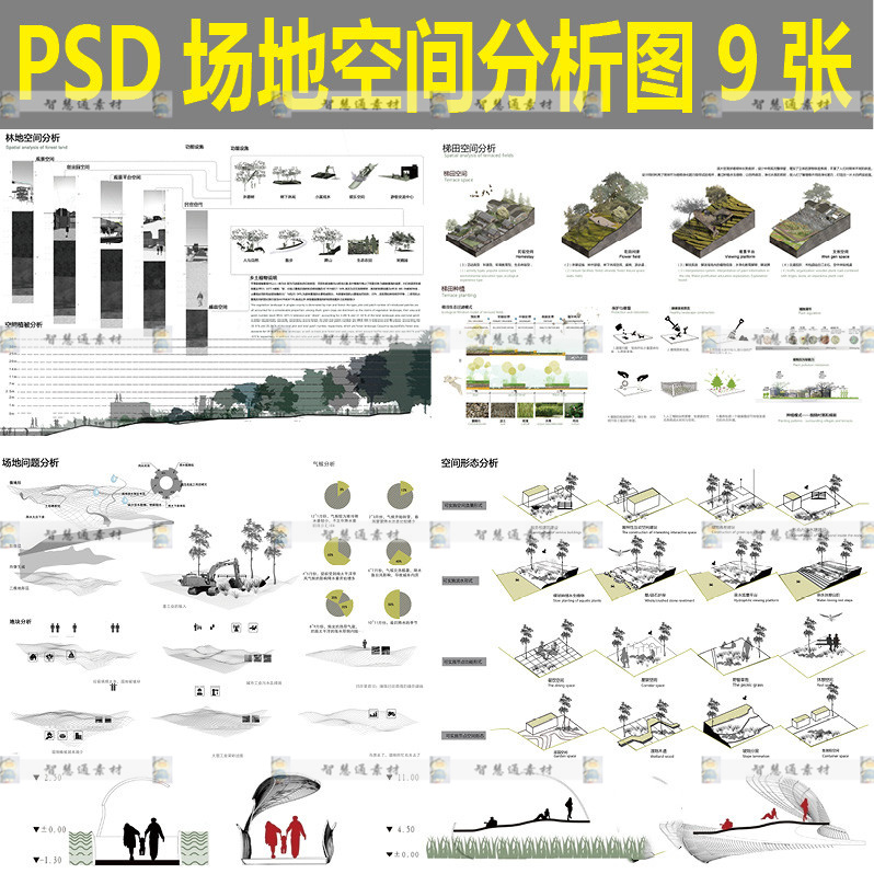 景观规划psd前期分析图ps现状基地场地问题空间形态分析ps素材