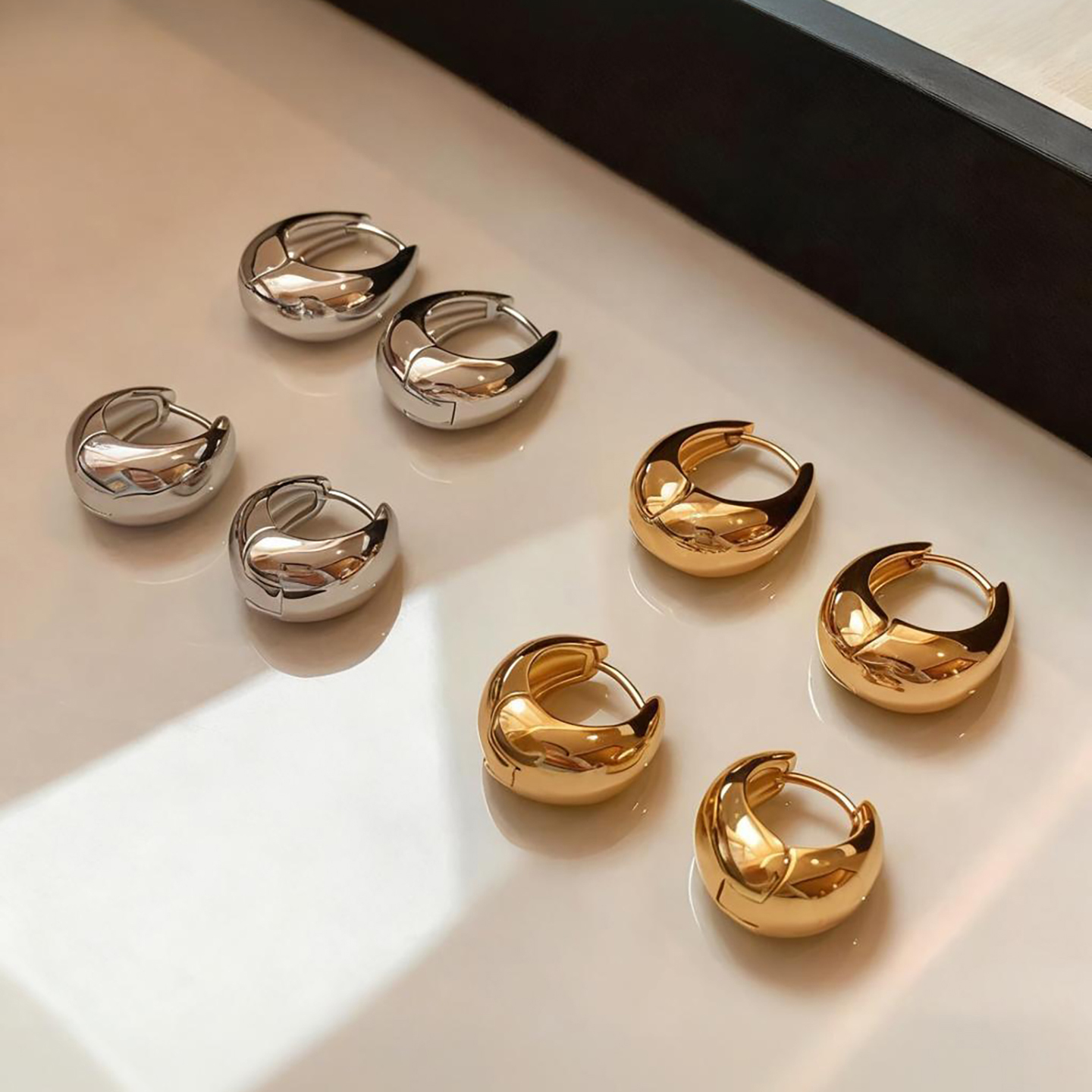 金属水滴素圈耳环女2025新款爆款