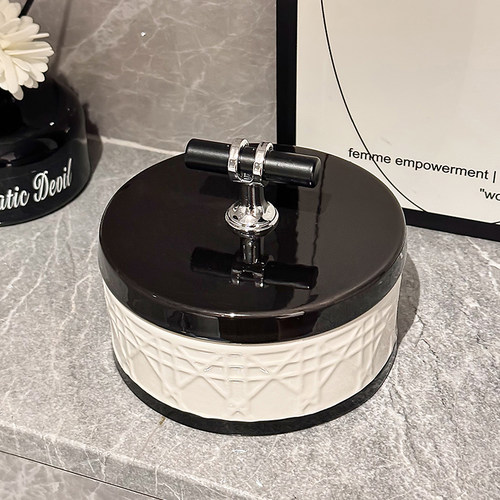 轻奢烟灰缸带盖防飞灰创意高端大气办公室茶几客厅家用高级感烟缸