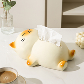 躺平猫创意纸巾盒餐巾纸盒家用客厅桌面抽取式 卫生纸盒轻奢高档纸