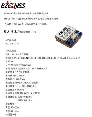 北征 BZ-251 181 121GPS双协议固定翼穿越机FPV返航救援F4F7飞控