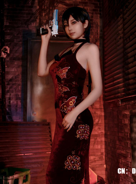 星雨辰 生化危机4艾达王同款cos服性感吊带连衣裙cosplay红色旗袍