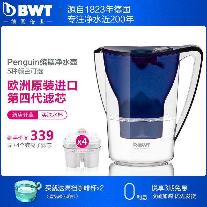 德国BWT倍世滤水壶净水器家用厨房过滤净水壶2.7L镁离子四代滤芯