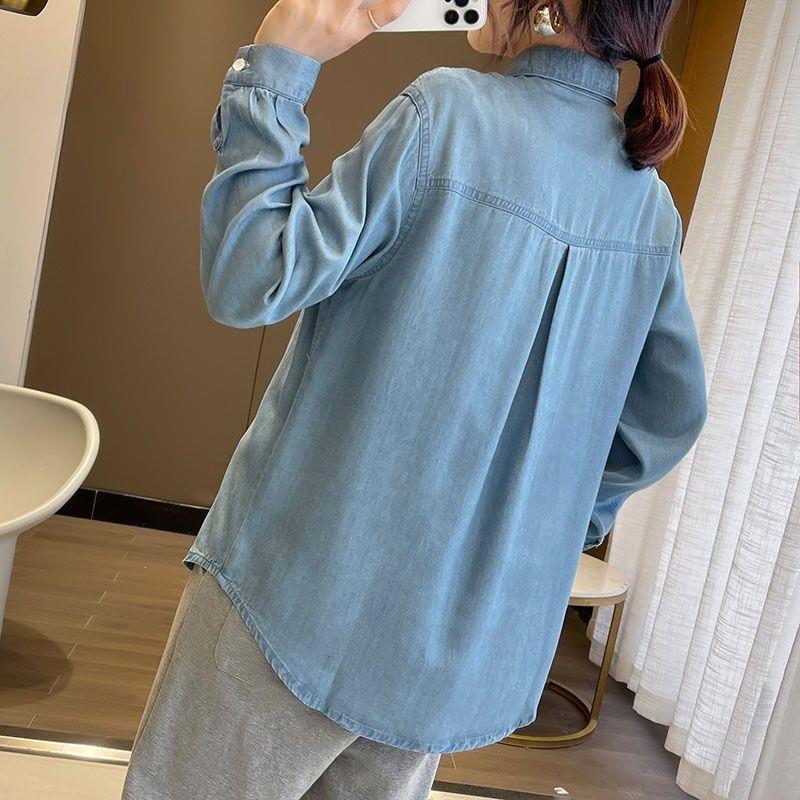 软牛仔衬衫女春秋季新款