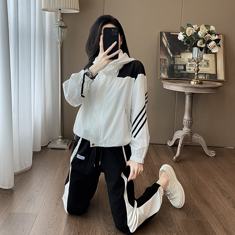 时尚休闲套装女春夏新款洋气运动服减龄显瘦外套束脚裤炸街两件套