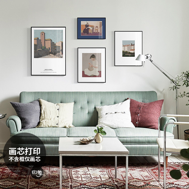静谧生活新古典人物画客厅沙发背景墙装饰画芯欧式复古卧室挂画心