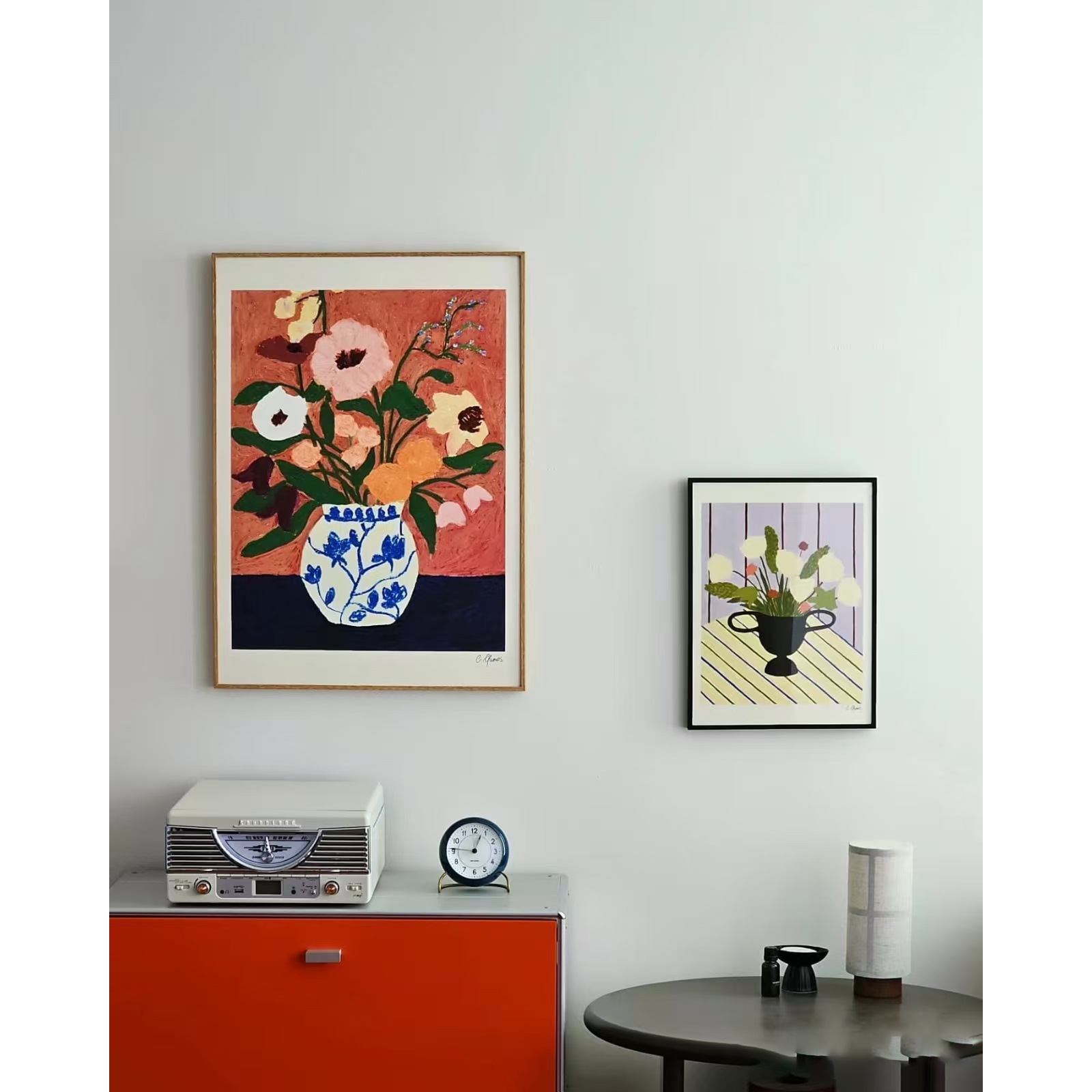 中古风花卉客厅装饰画法式复古卧室背景墙面挂画北欧简约玄关画芯