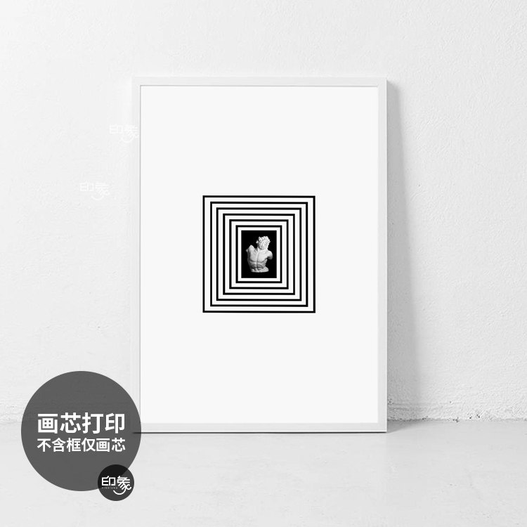 工业风抽象几何线条雕塑装饰画芯样板房现代简约玄关客厅石膏画心