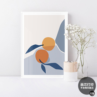 蔚蓝海洋浆果 简约法式艺术海报装饰画芯小众文艺卧室餐厅挂画心