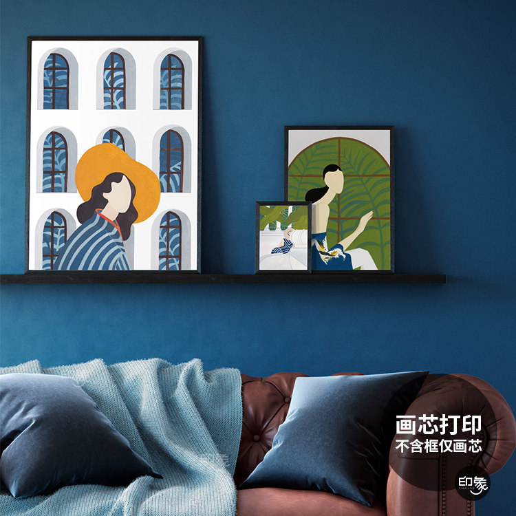 客厅北欧是水彩人物装饰画